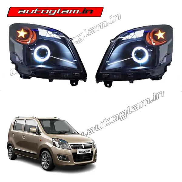 Maruti WagonR 2014-19 Projector Headlights India | LED DRL Upgrade ...