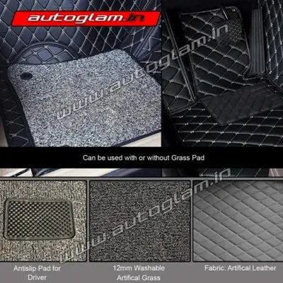 7D Car Mats Compatible with Honda City ZX 2006, Color - Black