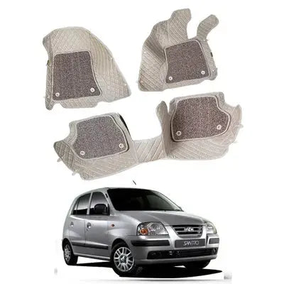 7D Car Mats Compatible with Hyundai Santro Old, Color Beige, AGHSO7D18