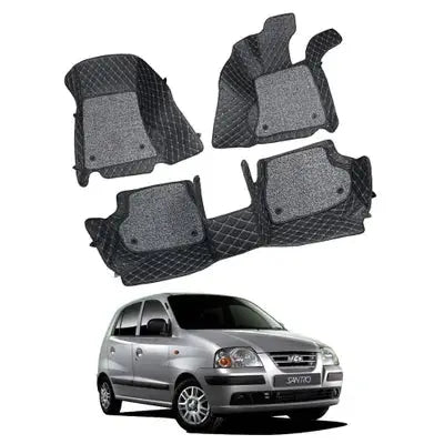 7D Car Mats Compatible with Hyundai Santro Old, Color Black