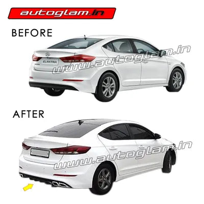 Hyundai Elantra 2016-19 Rear Diffuser with Dual Square Chrome Tip ...