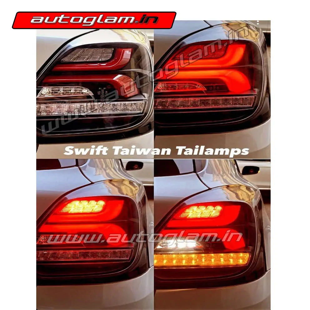 Maruti Suzuki Swift 2018+ Lambo Style Clear Glass LED Tail Lights, AGMSS18LSGLT