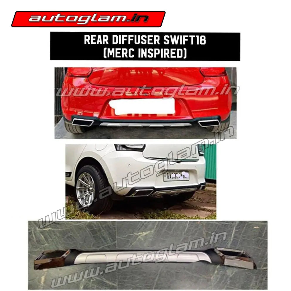 Swift Rear Guard Maruti Suzuki Swift 2018+ Rear Bumper Diffuser, Rear Guard Matt Black ...