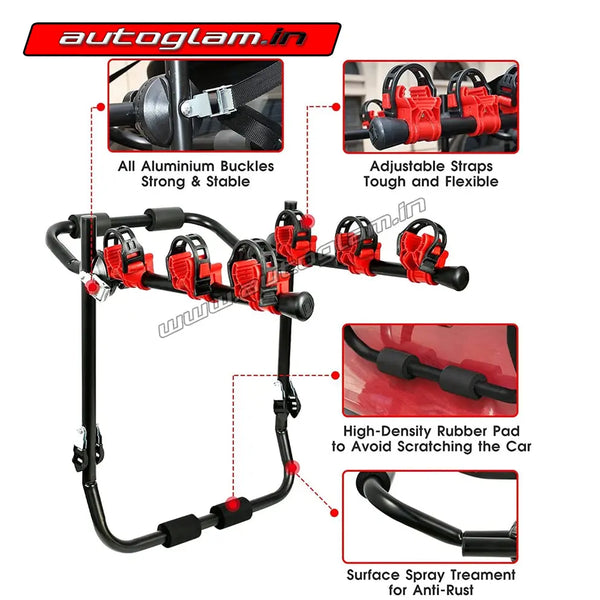 Universal 3 Bike Rack Bicycle Carrier Car Rear Trunk Foldable | Cycle ...