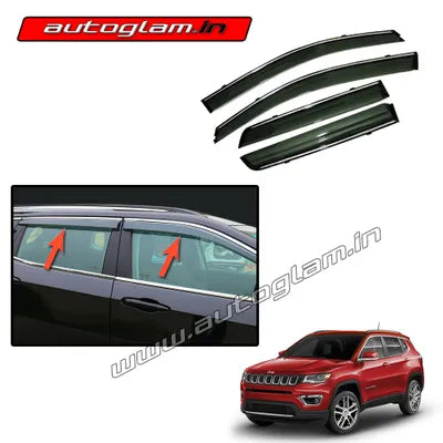 Jeep Compass Door Visor with Chrome Lining -Set of 4 pieces